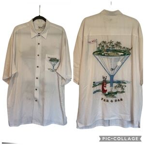 Bamboo Cay White Martini Golf Embroidered Button Up Shirt Resort Size XL